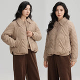 2024 New Lapel Short Cotton Jacket Coat Women Thickened Small Fragrant Wind Shirt Collar Loose Versatile Cotton-Padded Coat Women-Outfit