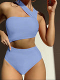 2024 New Sexy Shoulder-Style Thoracic Hollow Solid-Colored Swimsuit Bikini