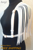 Women PU Leather Crop Top Fashion Adjustable Waist Harness Bondage Belt Tassel Costume Party Stage Performance Tank