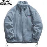 Colors Hip Hop Streetwear Jacket Coat Fleece Fur Plain Jacket Harajuku Embroidery Jacket 2022 Men Winter Jacket Zip Up