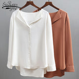 Spring Blusas Loose Women Tops and Blouses Solid Chiffon Blouse Women Long Sleeve Button Women Shirt Office Lady