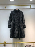 Standing Collar Light Down Jacket Female Minority Design Sense Korean Version Of The New Foreign Style Long Waist Diamond Particularly Set Tide-Outfit