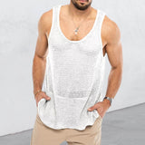 Fongt Spring And Summer Men's Casual Top Tank Top Sleeveless Knit Pure Color Men's Sweater