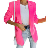 Fongt Spot 2024 Autumn / Winter New Female Fashion Temperament Solid Color Lapel Long Sleeve Small Suit Jacket-Outfit