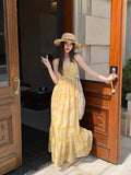 Fongt Xixi 2025 Summer New Retro High-Rise Sling Dress Print Pure Desire Holiday Dress Women 88328