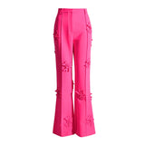 Trend Two-Piece 2025 New Suit Jacket + High-Waisted Micro-Screpe Trousers Three-Dimensional Flower Suit