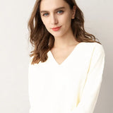 Sweater 2020 New V-neck Female Long-sleeved Knitted Pullover Jumper Pull Femme Clothes White Loose Thin Good