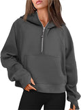 Fongt Autumn And Winter New Fashion Leisure Sports Half Zipper Hooded Short Plus Velvet Wear