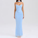 2025 Spring Suit Elegant Fashion Sleeveless Top + High-Waisted Long Dress Two-Piece Set Of