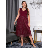 Fongt Summer Women's Clothing Large-Size Dress V-Neck Temperament Body-In-Tonic High-End Dress Woman