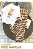 Women's Casual Suits Bear Print O-Neck Short Sleeve Diamond T-Shirt + Checkerboard Elastic Waist Trousers 2 Piece Pants Set
