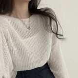 Fongt Ice Silk Sweater Women Summer 2023 New Loose Outside Wear Sunscreen Smock Versatile Air-Conditioned Top-Outfit