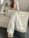 Waisted Knit Pink Pants Thickened Mink Velvet Soft Wide Leg Pants Fashion Elegant Straight Woman Trousers Autumn/Winter