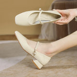 Fongt Head Mary Jane Shoes Female 2024 New Summer Fairy Wind Elegant In Thick Heel Gentle Silver Single Shoes With