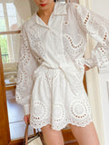 Fongt 2025 New French Embroidered Shirt Women's Long-Sleeved Design Sense Women's Clothing Style White