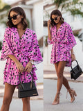 Fashionable Mid Skirt Printed Wave Sleeve