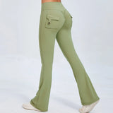 Fongt Peach Lift Hip Yoga Bell Pants Fitness Exercise Wide Leg Micro Pants High Waist Quick Dry-Outfit