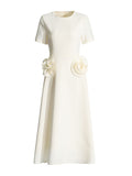 French Elegant Style Splicing Three-Dimensional Flower Design Long Dress 2025 New Waist Display Lanky Dress Female