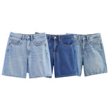 Fongt New Women's Commuting With Thin Middle-Waist Casual Denim Shorts
