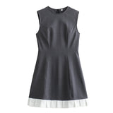 New Spring Style Short Sleeveless Dress With Pleated Hem-Outfit