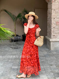 Fongt Xixi 2025 Summer New Temperament High-Waisted Dress With Joint Dress Print Pure Desire Vacation Dress Women 88331