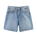 Fongt New Women's Commuting With Thin Middle-Waist Casual Denim Shorts
