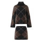 Fongt Women's Clothing 2025 Autumn And Winter Tsets Knitted Knitted Top + Knitted Half-Dress Suit Women