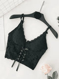 Front Tie Lace Bustier-Outfit