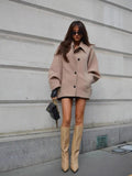 Fongt Women's Autumn New Fashion Asymmetric Blending Short Loose Coat Coat