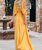 Hot Summer Sexy Dress INS Shoulder Side Slit Back Deep V-Collar Dress-Outfit