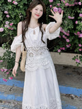 New White Style Suit Female Hollow Small Blouse Skirt Suit Shenzhen South Oil Women's