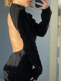 Cut Out Backless Sweater Midi Dress-Outfit
