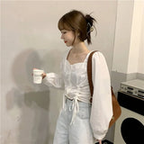 Women Design Fashion Shirring Cropped Female Clothing Plaid All-match Sweet Girls Daily Basic Teens Minimalist