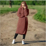 Autumn Winter Knitted Cardigan Women Casual Solid Hooded Long Knitted Coat Female Loose Overcoats Outwear Plus Size 4XL