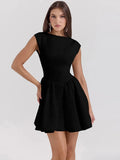 Short Sleeve Backless Mini Dress-Outfit