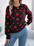 Shooting 2025 Autumn And Winter Casual Love Lantern Sleeve Sweater Valentine's Day Women's