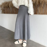 Large Version Autumn And Winter Knitted Skirt Korean Version 100-Pleated Sweater Skirt With High Waist And Large A-Bag Buttocks-Outfit