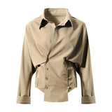 Casual Irregular Shirt For Women Lapel Long Sleeve Minimalist Solid Blouse Female Fashion New Clothing