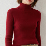 Turtleneck Slim Sweater Women Pullovers 2021 Autumn Thick Long Sleeve Basic All-match Tops Ladies Fashion Office