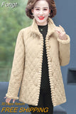 Winter Jacket Plus Velvet Padded Coat Middle-Aged Women Stand-up Collar Wadded Jackets Thick Warm Short Outwear