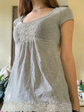 Fongt Style Lace Splicing V-Neck Buckle Pure Desire Short-Sleeved T-Shirt Hottie Waist-On-Wear Shirt Top