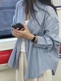 Fongt Sense Of Small Long-Sleeved Striped Shirt Women Early Autumn New Loose Lazy Outside Texture Casual T-Shirt