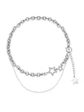 Silver Necklace with Rhinestone Star Pendant and
