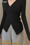 V-Neck Sweater Women Long Sleeve Top Pullover 2023 Winter Knitted Sweaters Mujer Knitwear Korean Fashion Woman