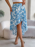 Fongt Shooting 2025 Spring And Summer Flowers Lotus Leaves In The Middle Of The Long Irregular Skirt Women's Dress