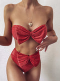 Fongt New Swimsuit Hot Swimsuit Women's Split Bright Silk Bikini B138-Outfit
