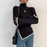 Fongt Fashion Knitted Top New Design Sense Of Small 2024 Early Spring Turtleneck Sweater Women's