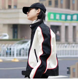 Contrast Motorcycle Jacket-Outfit
