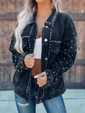 Fongt Fall 2024 New Casual Fashion Corduroy Rivet Long Sleeve Jacket 22273-Outfit