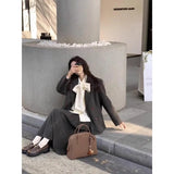Fongt Temperament Reduced-Age Shirt Jacket Half-Dress Suit Women 2025 Autumn And Winter Lazy Loose Three Sets